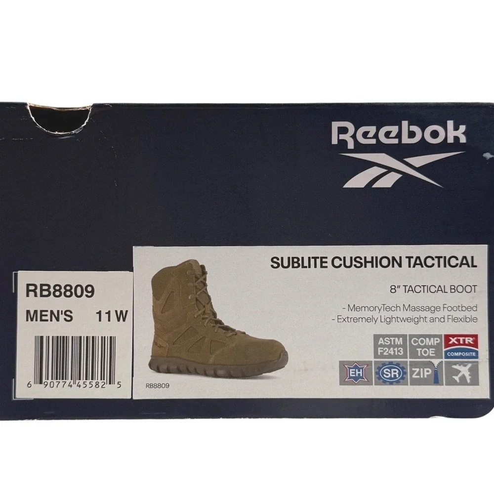 Reebok Work RB8809 Sublite Tactical Boots Coyote Brown Side Zip‎ 11W EH SR NIB